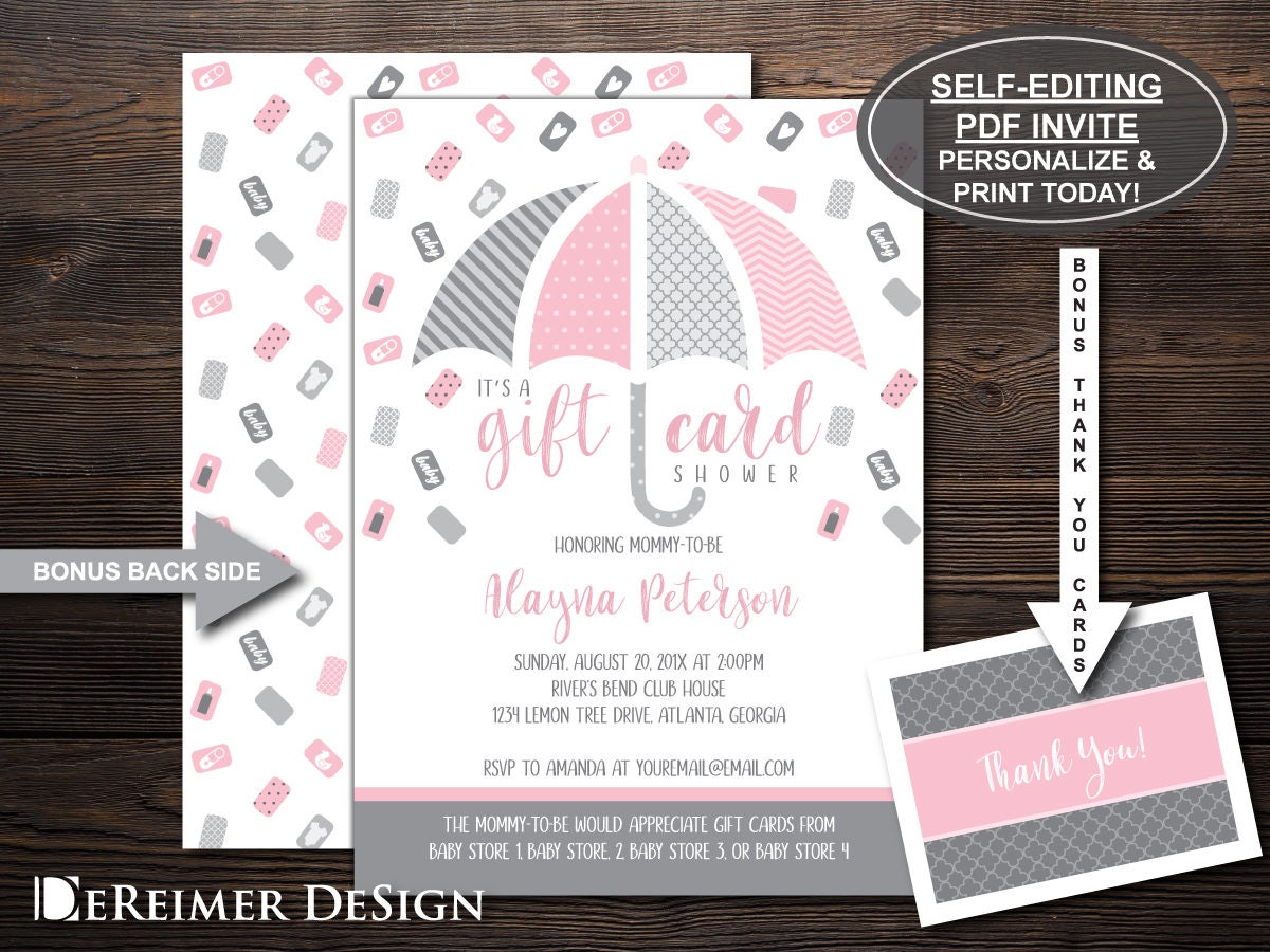Gift Card Shower Invitation Gift Card Baby Shower Baby