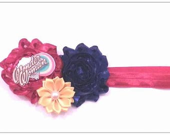 Wonder Woman Headband , Wonder Woman Hair Bow , Super Hero Bow , Super Hero Headband