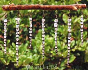 Icicle Forest Hanging Mobile, Winter, Crystal Decor, Beaded Icicles, Yule Decoration, Woodland Art, Gifts for Nature Lover, Glass Suncatcher