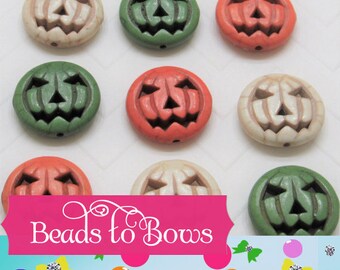 20mm Pumpkin Beads, Jack O Lantern Shaped Beads, Chunky Pumpkin Carved Face Beads, Pumpkin Bead, Halloween Pumpkin Bead