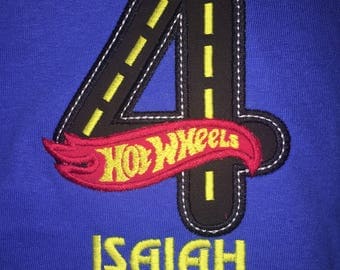Hot Wheels Birthday Shirt Personalized with your Age 1-9