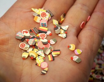 1000 PIECES 3D CUPCAKES Fimo Slice Polymer Clay Nail Art Decor Slime Cupcakes Small 1/4" Slime Making Cake Supply Nail Art Tips Decoration