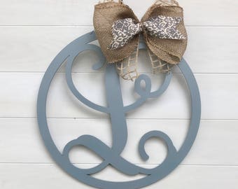 Circle Initial Door Hanger - Monogram Door Hanger - Monogram Door Decor - Door Wreath - Housewarming Gift - Couples Gift