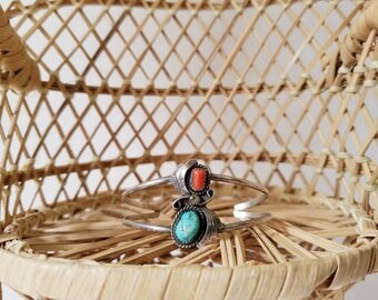 Vintage Turquoise and Coral Bracelet