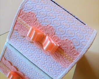 Bridal Card chest Wedding gift holder Blush money box Bridal box Memory chest Envelop Card container Gift chest Lace wedding chest