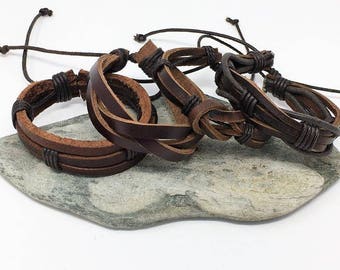 Men's Leather Bracelet Mens Bracelet Gifts Under 20 Boyfriend Gift For Dad Husband Gift Men's Gift Anniversary Gift for Him 4PC8
