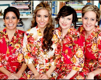 Set of 6,Bridesmaids robes,Cotton Floral kimono robe,Getting ready robes,Bridesmaids gifts,Wedding Gift,Bridal shower gift,Maid of Honor,Spa