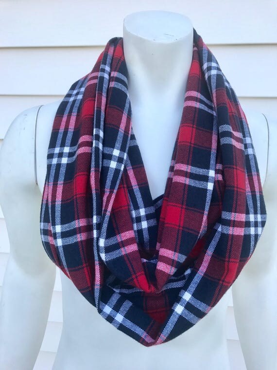 Plaid Infinity Scarf-Red and Blue Scarf-Toddler Scarf-Kids