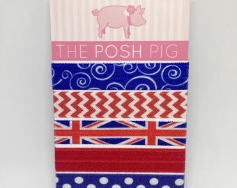 Union Jack Hair Ties, UK, British Gifts, United Kingdom, Creaseless Hair Ties, UK Hair Ties