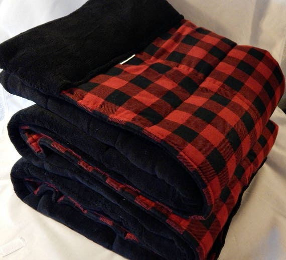 Adult Weighted Blanket 8-20 lbs Red and Black Plaid