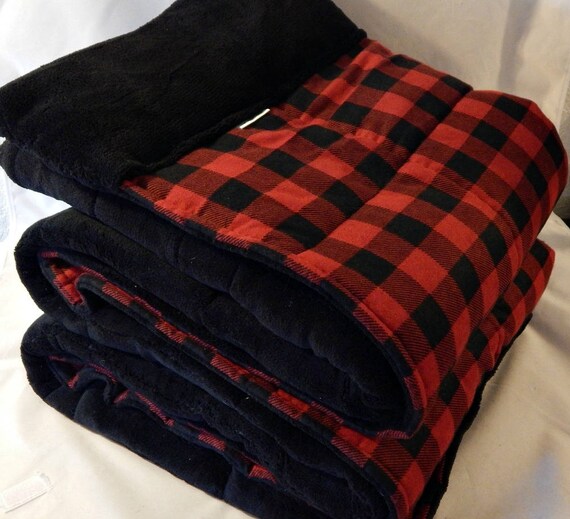 Adult Weighted Blanket 820 lbs Red and Black Plaid