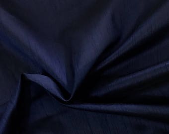 30% OFF Navy Blue Dupioni Art Silk Fabric, Handloon Silk Fabric Dress Apparel Wedding Bridal Fabric Indian Silk Fabric By Yard