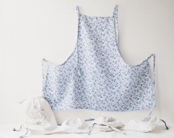 Linen Apron in Spring Floral Handmade