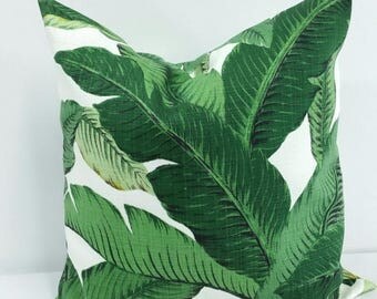 SALE Palm Pillow Cover. Green Throw Pillow cover. Decorative Sofa Pillow cover. Green palm. Indoor.outdoor. 18x18.Designer pillow.cushion c