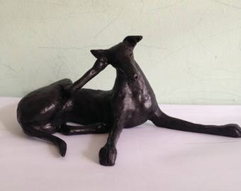 Iron Greyhound scratching ear (apprx 6 inches)