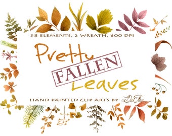 Greenery Fall Clipart Leaf Leaves Woodland Vector Clip Art Green Decor Watercolor Tiny Fallen Autumn Wreath Garland Wedding Illustration