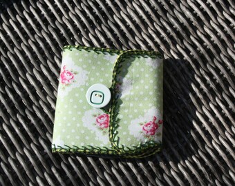 wallet - coin purse and green fabric card holder