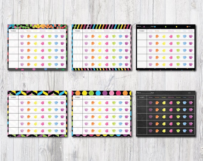 Sale Family Organization Download - To Do List - Recipe Planner - Printable Calendar - Instant Download - Memo Board - Colorful Charts