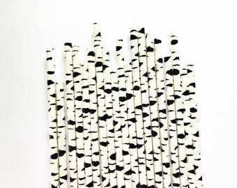 Birch tree paper straws/ Woodland Themed Paper Straws/ pack of 25