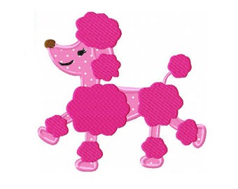 Pink Poodle Applique Machine Embroidery Digital Download