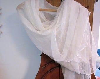 White silk chiffon shawl