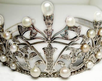 Sterling Silver Tiara 38 Carat Natural Rose Cut Diamond 925 Sterling Silver Tiara Crown Certified Engagement