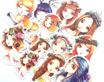 Large Kawaii girl sticker flakes