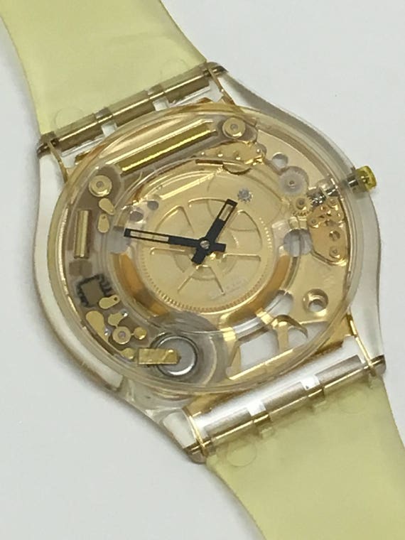 Swatch Watch Golden Jelly Skin SFK101 Clear Gold Skeleton