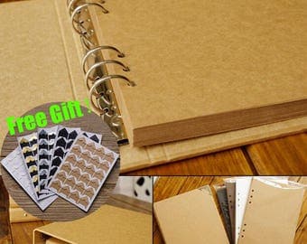 80 Pages Ring Binder Photo Album /Kraft Scrapbook Album /Wedding Album /Wedding Guest Book (Free gift:Photo corners stickers)TZ1885
