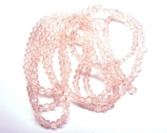 20 ROUND PALE PINK CRYSTAL BEADS HAVE FACETED 5 MM