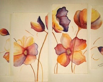4 Pieces - Anissima size 21cm watercolor poppies * 29. 7 cm