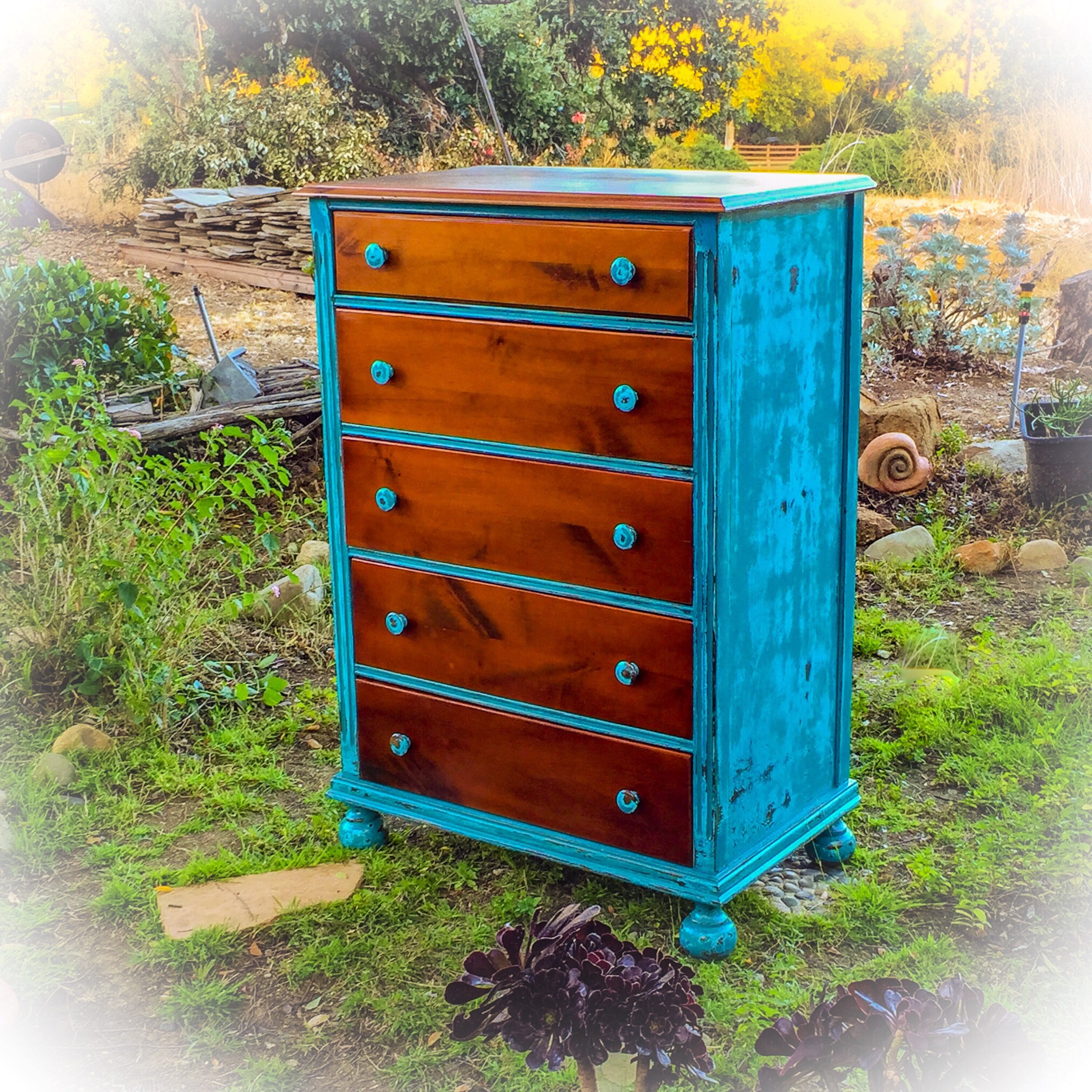 Farmhouse Dresser distressed blue dresser tall shabby chic