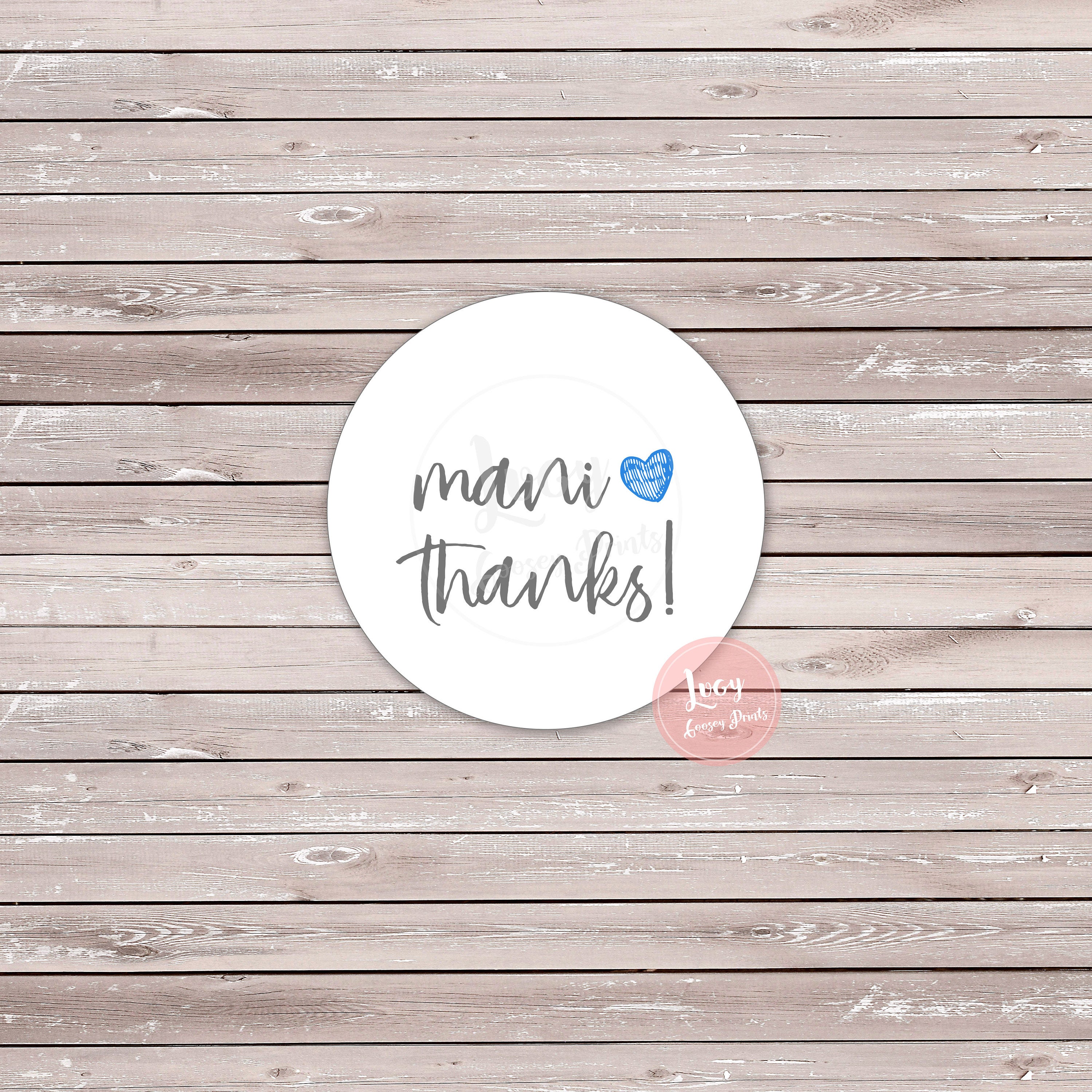Mani Thanks Printable Favor Tag Instant Download Party Favor