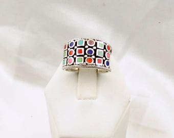 Wont You Take Me To FUNKY TOWN!!!! Vintage Avant Garde Multi-Gem Sterling Silver Ring #FUNKY-SR5