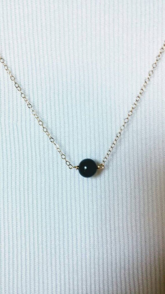 Genuine Cultured Black Pearl Necklace Sterling Silver Pearl