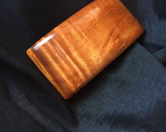 Handcrafted Hawaiian Curly Koa Wood Barrette Made In Hawaii