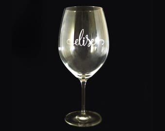 Custom engraved crystal wine glasses - Schott Zwiesel - personalized wine glass - large bowl wine glass engraved with name in style 13