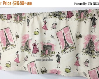 Weekend Sale Valance 50 x 14 50 x 16 Waverly Tres Chic pink black ivory white valance Curtain Valance Topper Window Valance Kitchen Valance