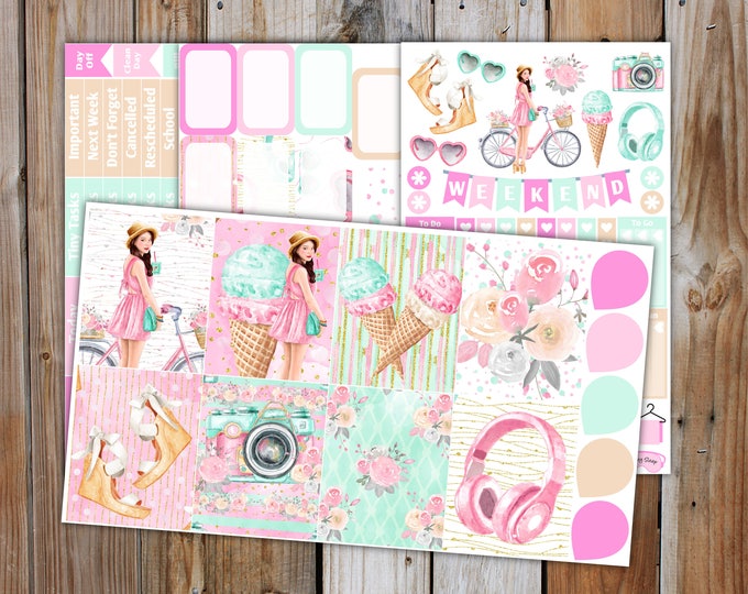 Summer in the City Planner Sticker MINI Kit | Summer Planner Stickers Kit for use with ERIN CONDREN Life Planner