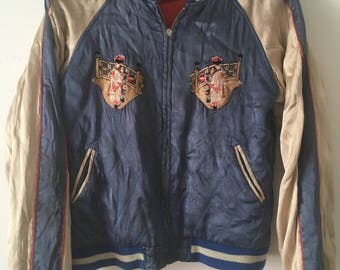 Sukajan Japanese Embroidered Baseball Jacket Reversible