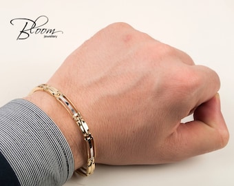Rolex Gold Bracelet for Men Gold Bracelet Rolex Mens Gold Bracelet 14K Gold White and Yellow Gold Link Bracelet
