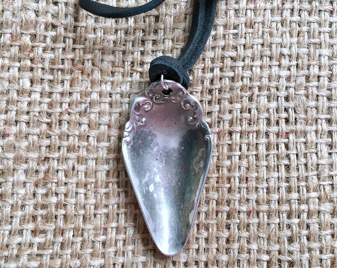 Flea Market Necklace, Vintage Key Necklace, Silver Spoon Pendant, Flea Finds Necklace, Spoon Handle Pendant, Found Object Jewelry