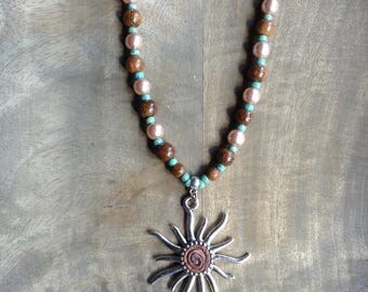 Short bohemian necklace boho chic necklace hippie necklace boho necklace womens jewelry boho chic jewelry gypsy necklace beaded necklace