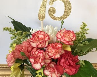 75 Centerpiece Picks, Glitter Seventy five on a Stick, 75th Birthday Centerpiece Sticks, Seventy Fifth Centerpiece Sticks (3 Count)