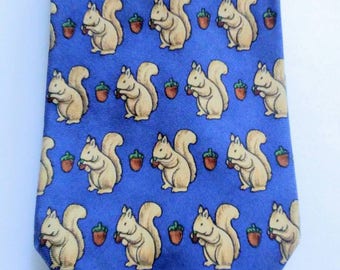 Vintage 90s Squirrel Acorn Necktie