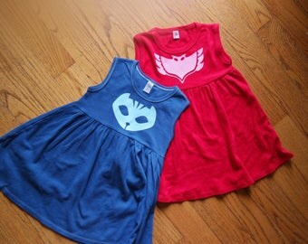 Custom PJ Mask Owlette costume dress; Girls PJ mask Catboy costume; PJ mask costume; pj mask birthday outfit; pj mask dress for girls