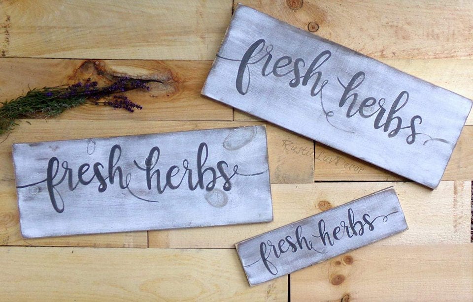 Fresh Herbs Sign Farmhouse Kitchen Sign Outdoor Garden Sign