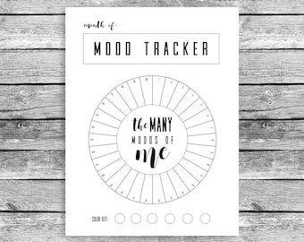 Monthly Mood Tracker Circle, Bullet Journal, A5 Journal, Mood Chart, Printable, PDF Download, Track Your Mood, Instant, Shortcut