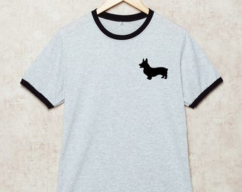 Corgi Shirt Corgi T-Shirt Dog Tshirt Welsh Corgi Shirts Pocket Print Pet Funny Grey Size S , M , L , XL , 2XL , 3XL three color ring