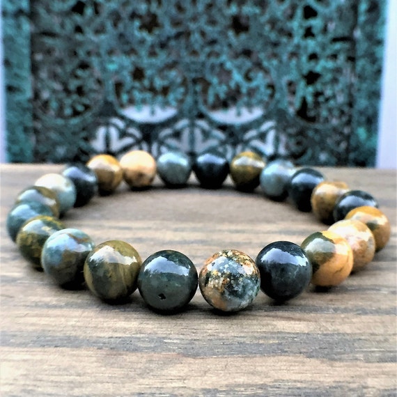 Ocean Jasper Bracelet Gemstone Bracelet Mens Jasper